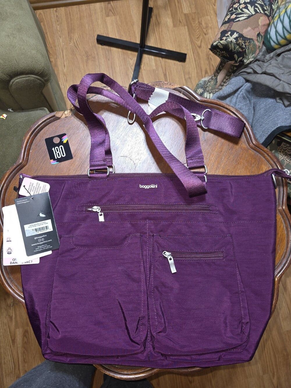 Baggallini Anywhere Day Laptop Tote Purple NWT RFID Travel Work Bag Lightweight - Picture 8 of 9